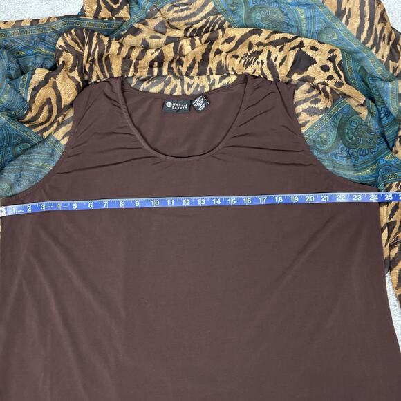 Maggie Barnes Womens Top Flowy Overlay Blouse Chiffon Plus 2X mob wife office - Picture 6 of 10